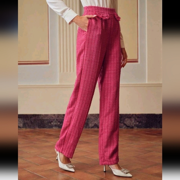 TWEED FLAP DETAIL SLANT POCKET SEAM FRONT SUIT PANTS - Picture 3 of 4